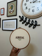 Abide – Embroidered Hoop Wall Art (8”)